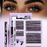 B&Q Fluffy Lash Clusters Kit 280PCS UltraSoft Cluster Eyelash Extensions, 70+90D Volume Eyelash clusters 10-18mm Lash Extension Kit, D Curl Individual Lashes kit with lash Applicator Tool (70+90D Set)