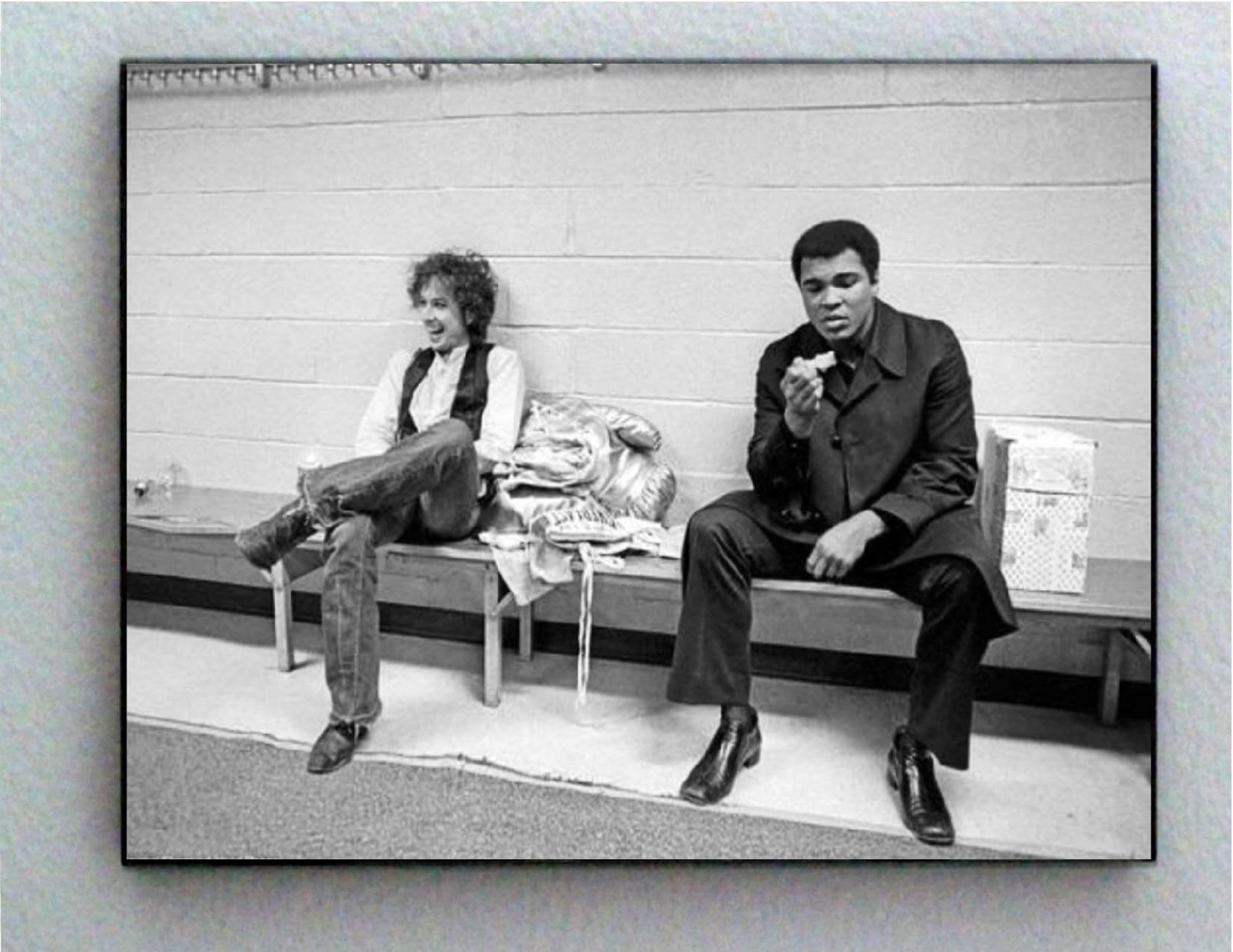 Rare Framed 1975 Muhammad Ali with Bob Dylan Vintage Photo. Jumbo Giclée Print Poster