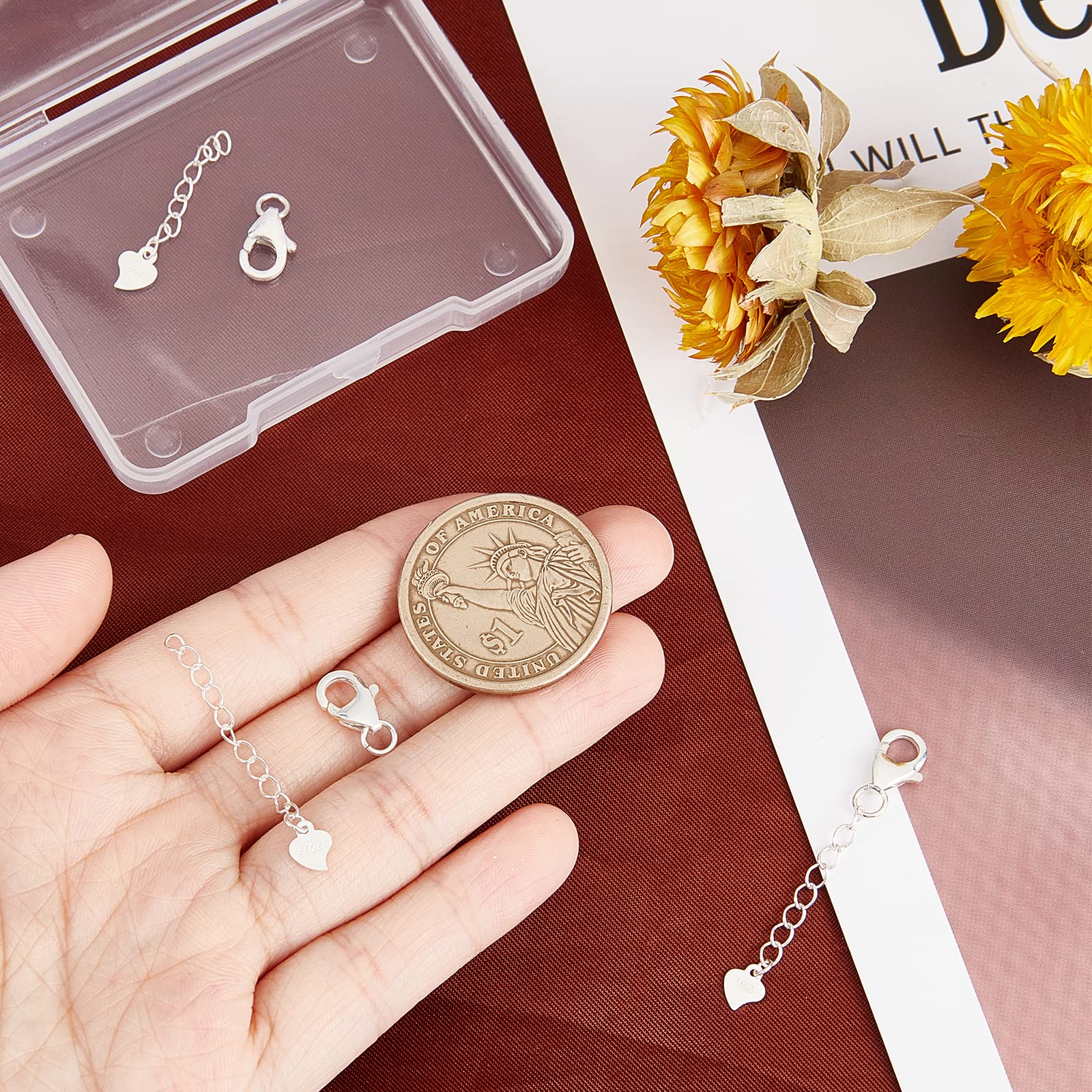 3 Estensori Per Collana In Argento Sterling - Lunghezze Diverse Con Fermagli A Aragosta - Foto 3