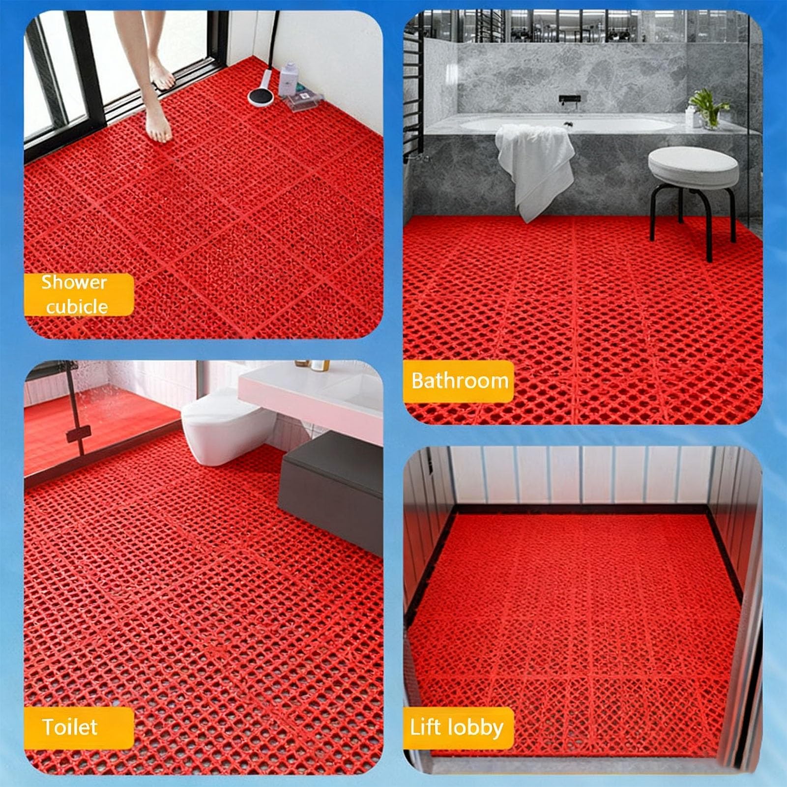 Bodenschutzmatte Fitness Drainage Bodenfliesen Verschleißfest Klickfliesen Treppenhäuser von Autowaschanlagen(24pieces)