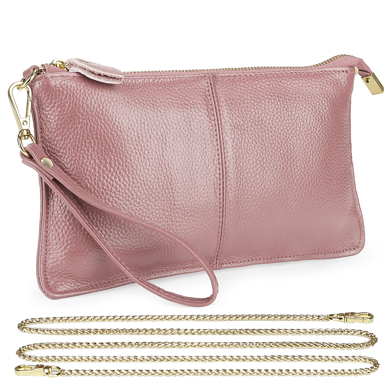 Uromee Genuine Leather Wristlet Wallet Clutch Purses with Detachable Chain
