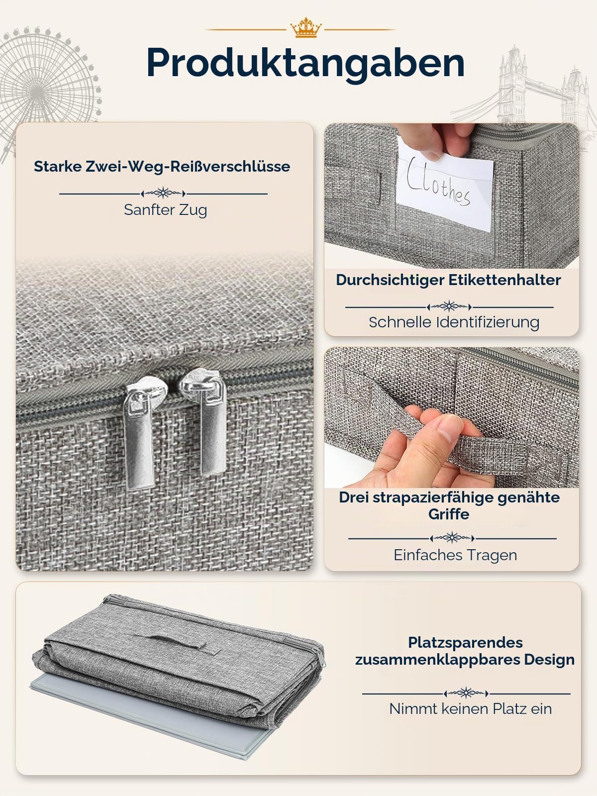 Unterbett-Aufbewahrungsbox mit Deckel, 2 Stück, 12 cm hoch, niedrige Unterbett-Aufbewahrungsboxen mit stabiler Seiten- und Bodenstütze, Stoff, dünn, flach, Unterbett, Sofa