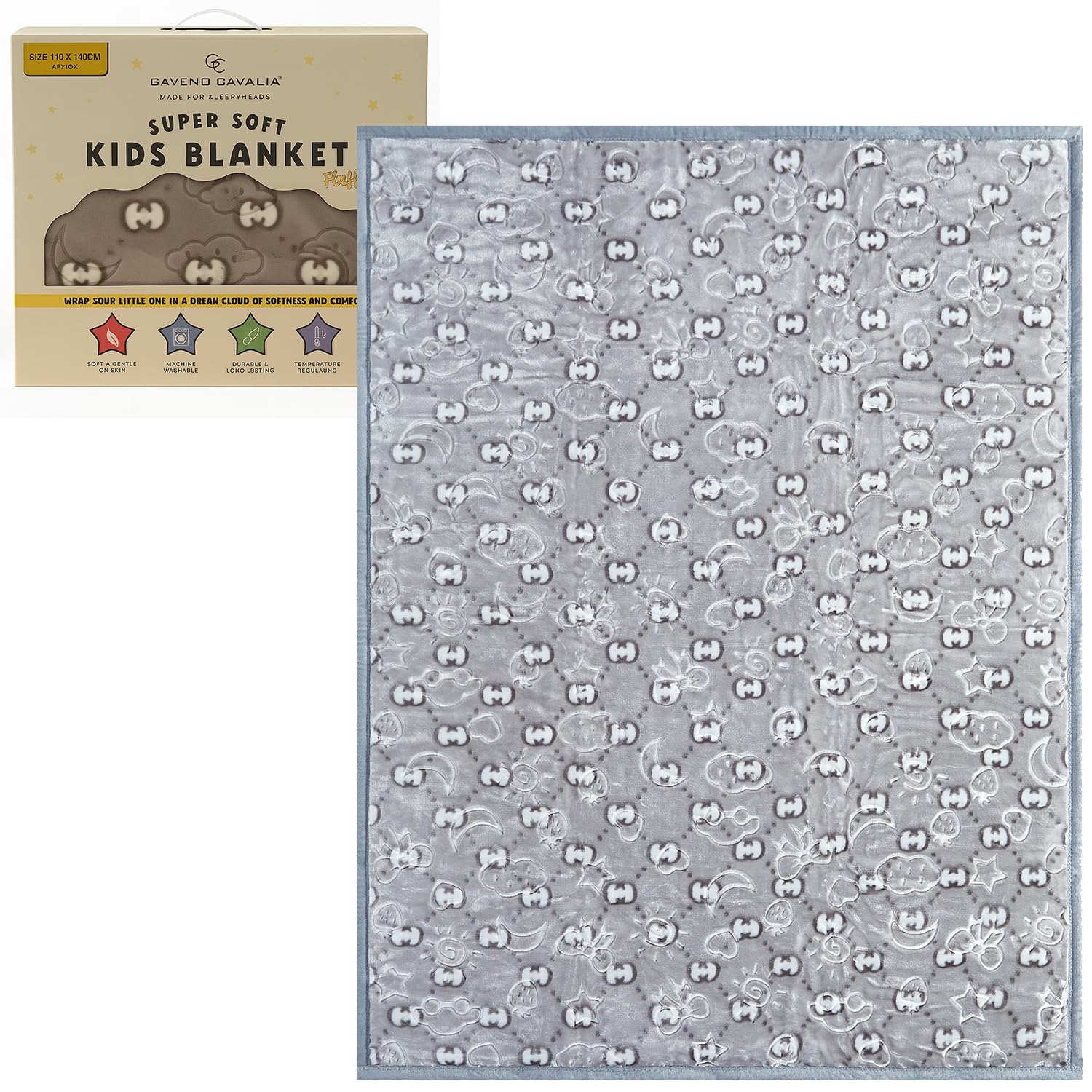 Kids Blankets Throw New Born Baby Gift Box Throws Luxury Ultra Soft Fluffy Warm Cosy Thick Children Bed Sofa Blanket For Girls and Boys 110x140 CM (Coco Grey)