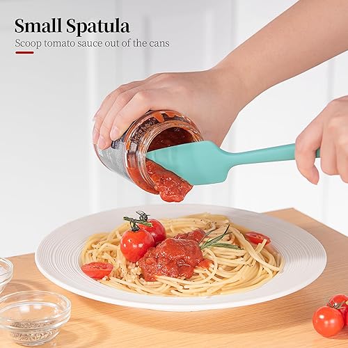 Miniatura 7 de Juego de 3 espátulas de silicona resistentes al calor, 600 F, utensilios de cocina antiadherentes sin BPA para mezclar sin costuras, plegar, raspar