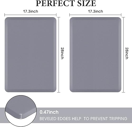Miniatura 2 de HappyTrends 2 tapetes de cocina acolchados antifatiga, resistentes y ergonómicos de espuma de pie, impermeables, antideslizantes, para el hogar,