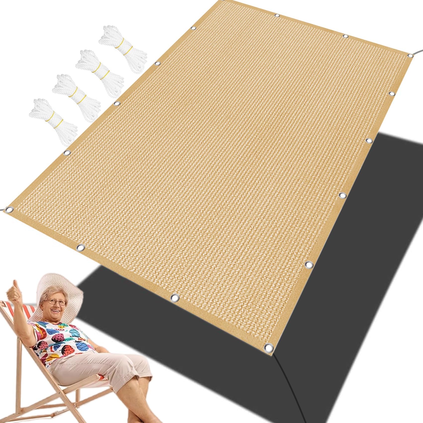 Voile d'ombrage rectangulaire 220x540 cm jaune sable anti-UV pour pergola et terrasse