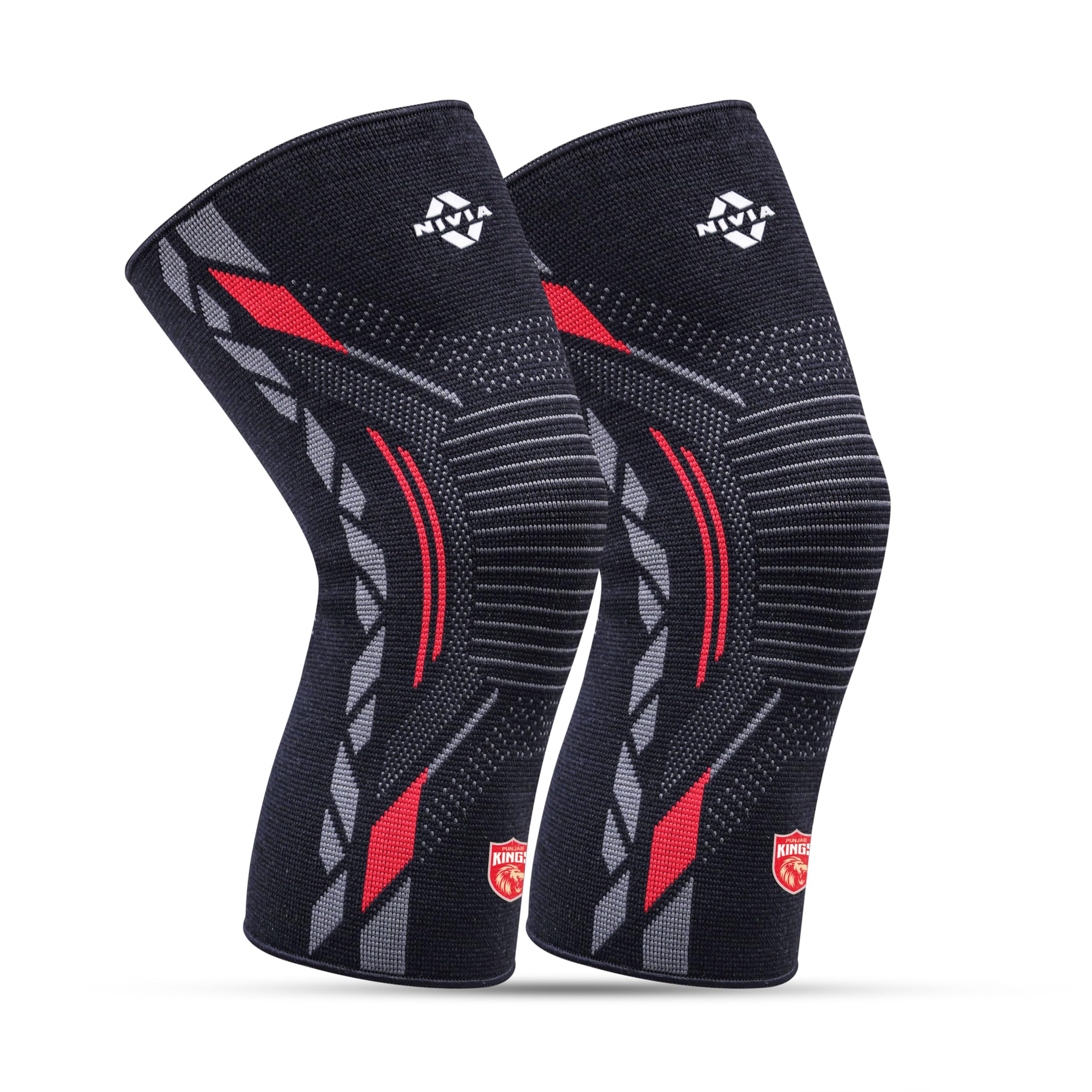 Nivia X Punjab Kings Knitted Knee Support, for Men, for Gym, Knee Sleeves, Knee Braces Pair for Sports & Workout, Knee C