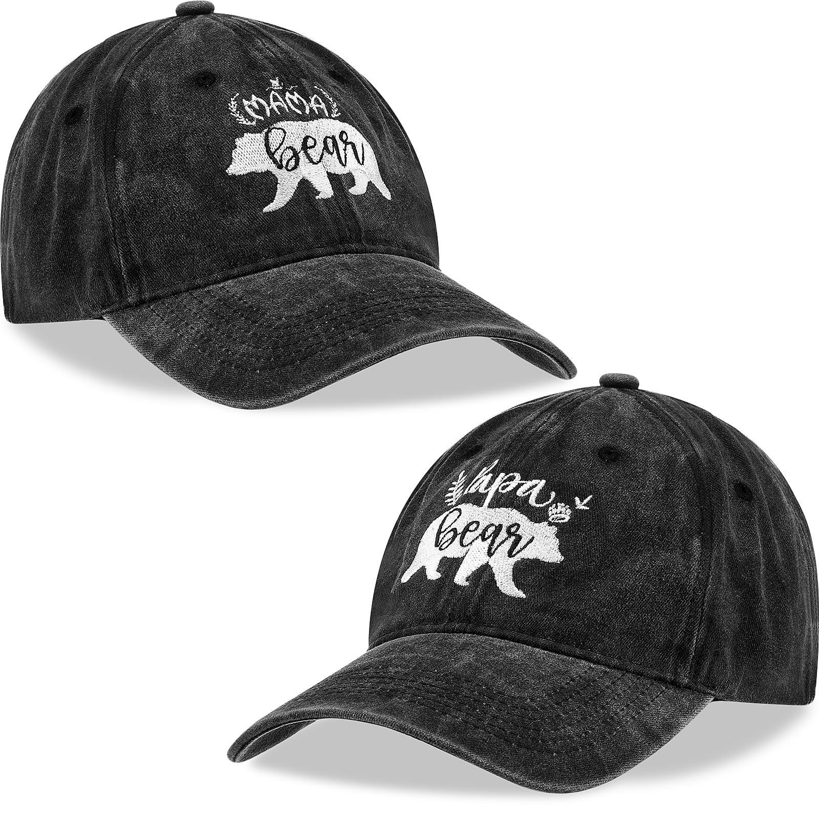 Liitrsh 2 Pack Papa Bear Mama Bear Hats Embroidered Adjustable Dad Mom Hats Christmas New Parents Gifts Baseball Caps for Couples Anniversary Birthday