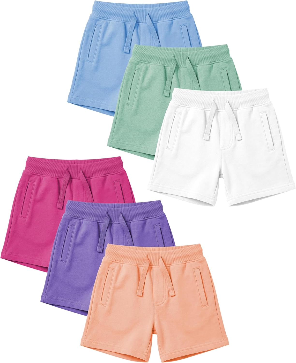 Andrew Scott Boys Girls Kids -Toddler French Terry Cotton Drawstring Shorts | Multi Packs & Colors