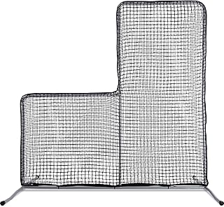 Kapler L Screen Baseball Pitching Protective Screen, 7X7FT Baseball Softball Pitcher Safety Protective L Screen (Black Net).