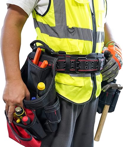 Miniatura 7 de MELOTOUGH Cinturón de trabajo acolchado, cómodo cinturón de herramientas con anillos en D, cinturones de trabajo resistentes con correa de asa para