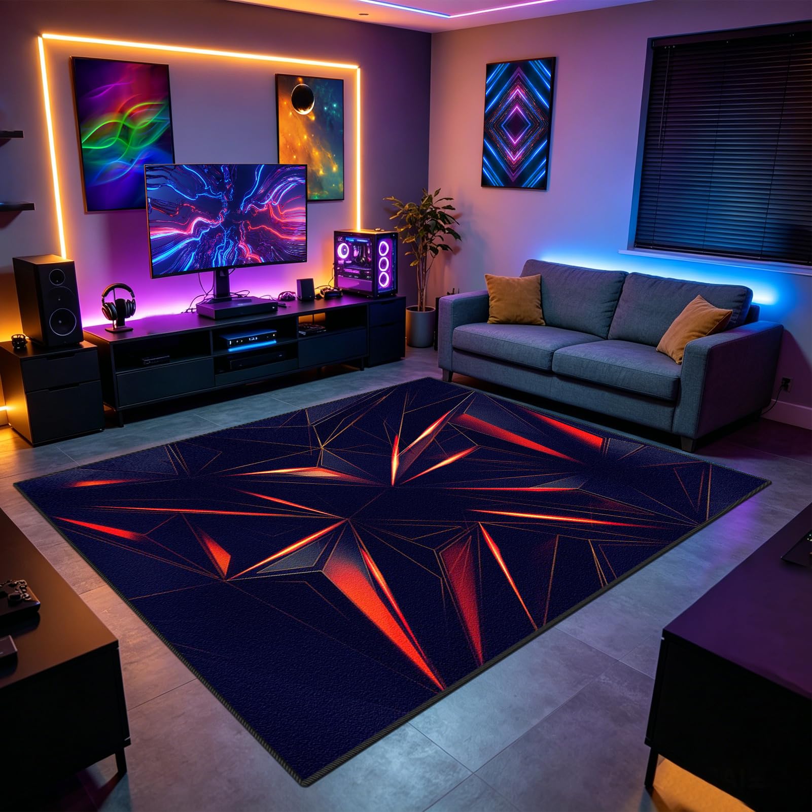 Tapis chambre ado gamer 3D 90x140 cm antidérapant pour habiller l'espace jeu des garçons