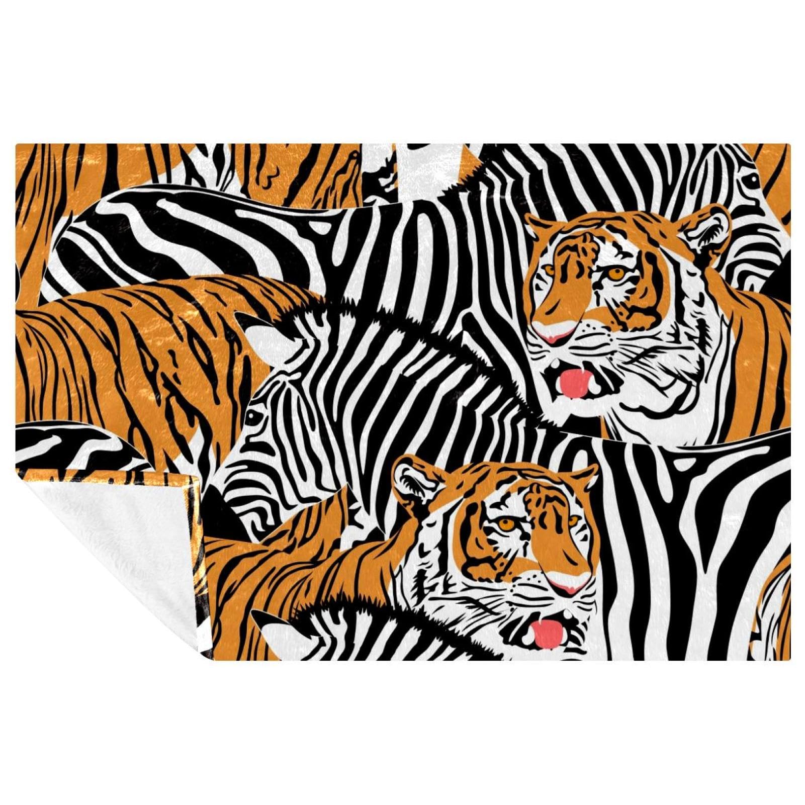Couverture lit motif tigre en textile doux, plaid design pour chambre