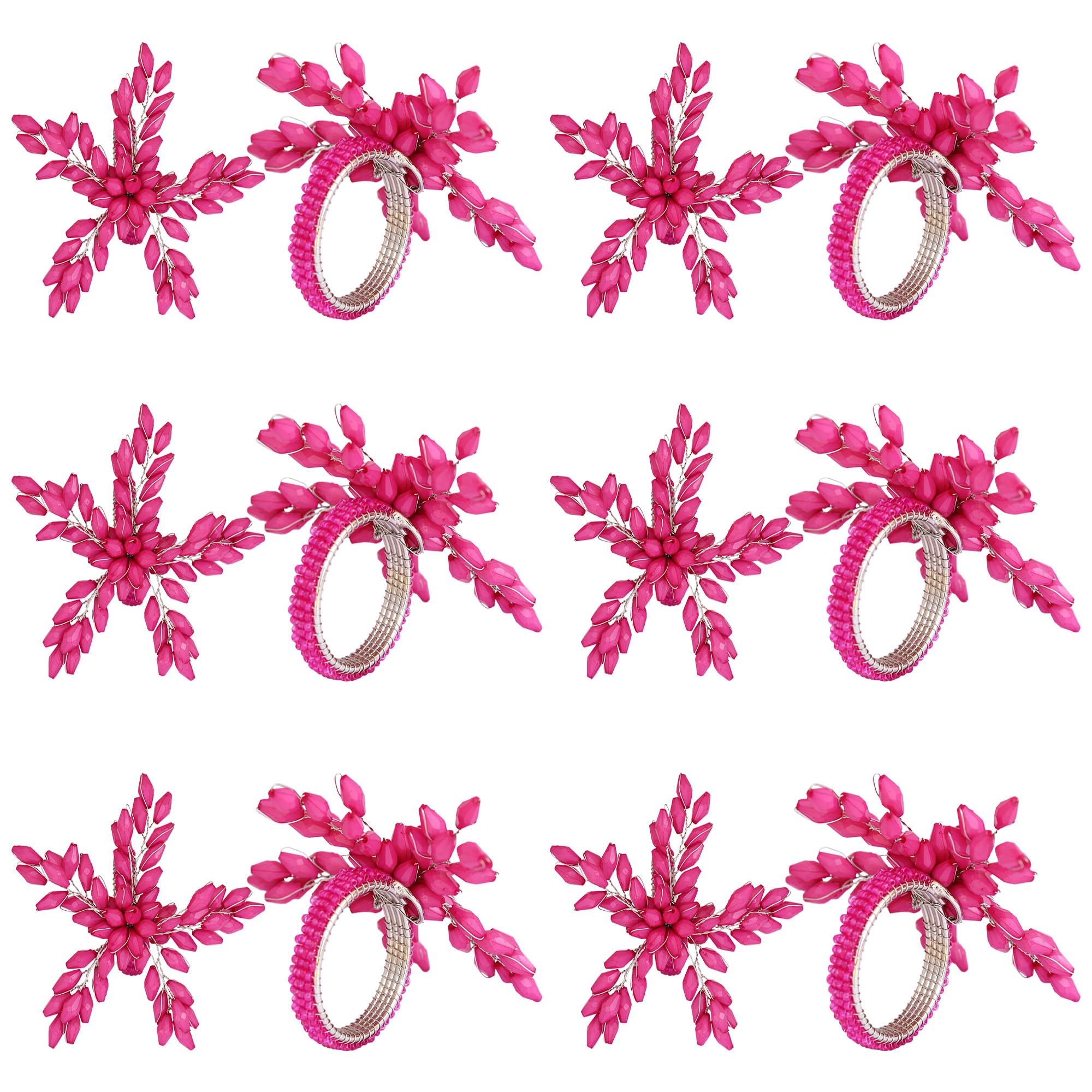 ITOS365 Lot de 12 ronds de serviette en métal pour décoration de table à manger, fêtes, quotidien, feuille rose (lot de 12)