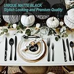 Runfly 48-Piece Black Silverware Set, Mirror Polished Flatware Set for 8, Food-Grade Stainless Steel Cutlery Set, Includes Spoons Forks Knives, Cutlery for Home Office Restaurant Hotel