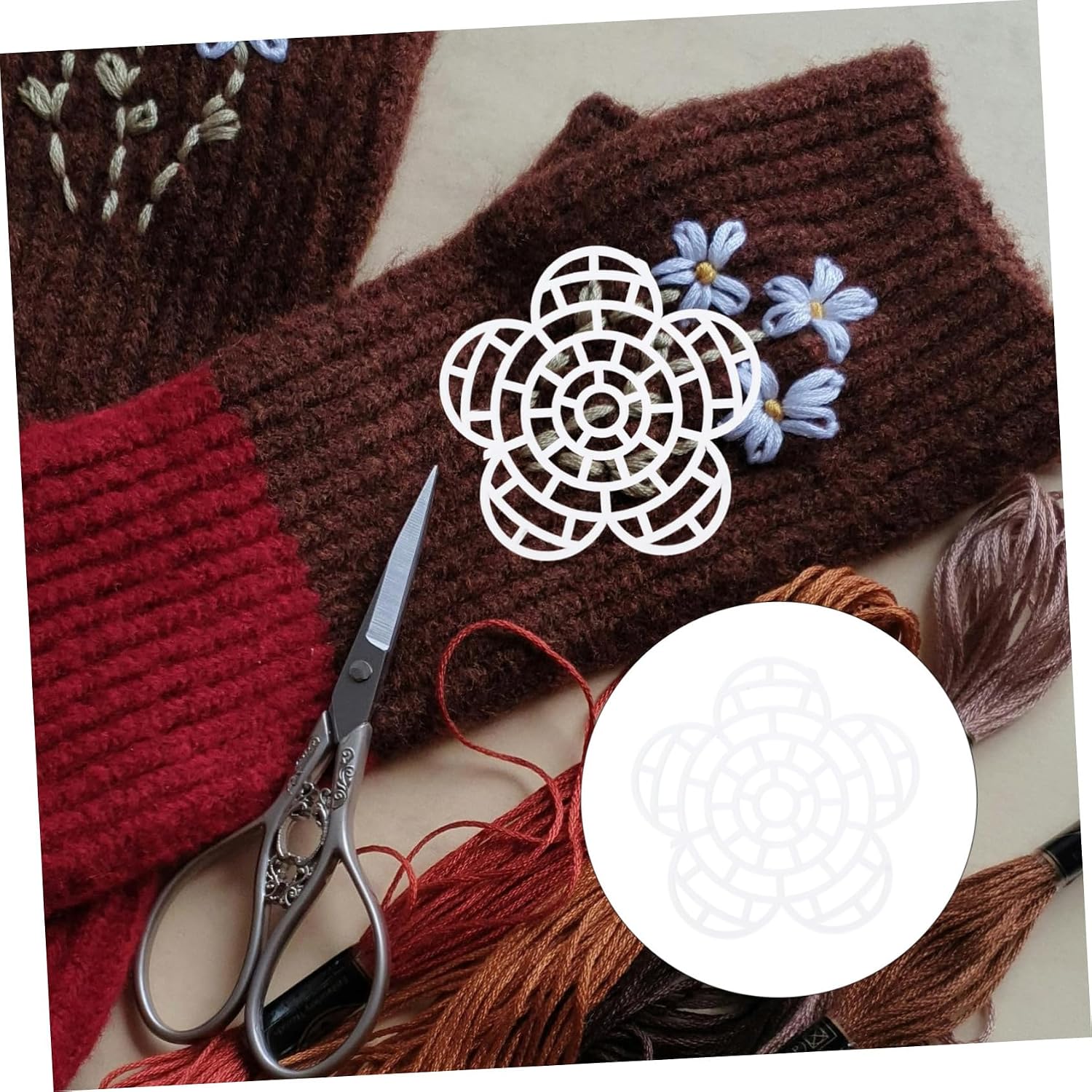 IWOWHERO 10pcs Plastic Mesh Canvas Sheets Diameter for Embroidery Crafting for DIY Crochet Projects Versatile Flower Shaped Accessories for Home Decor and Clothing Embellishments