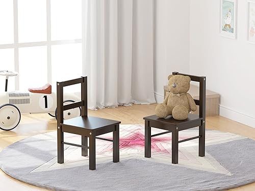 Miniatura 2 de UTEX Par de sillas de madera para niños para jugar o actividad, juego de 2, espresso..