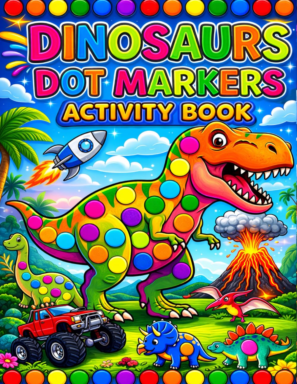 Dinosaurs DOT MARKERS Activity Book: Fun Dinosaur Dot Coloring Pages with Alphabet Letters | Easy Do-A-Dot Activities for Toddlers and Preschool Kids