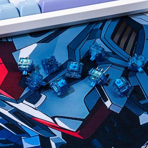 Miniatura 3 de GATERON Phantom Blue Clicky Interruptores de teclado, RGB LED 60gf Interruptores de llave para teclado mecánico MX (azul, 110 unidades)