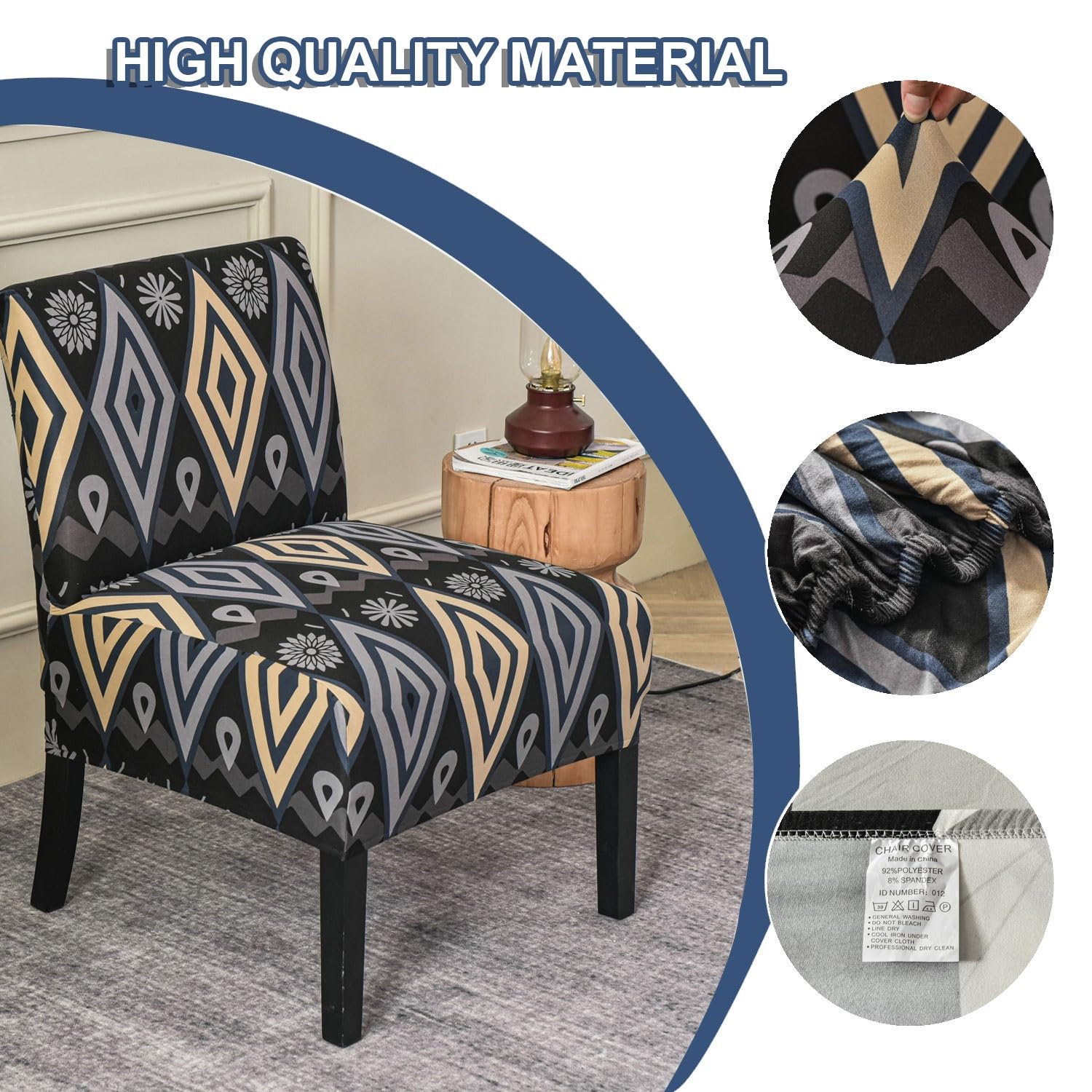 Fodera for sedia con accento senza braccioli, stampa elastica rimovibile lavabile for coperture protettive for mobili for sedie senza braccioli (Color : Style 10, Size : 2