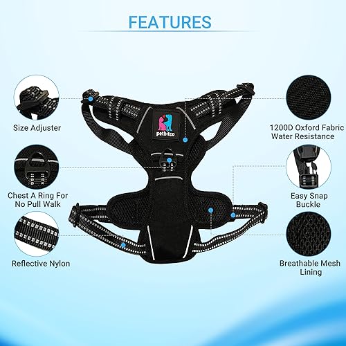 Miniatura 2 de Easy Walk - Chaleco acolchado suave ajustable para perro, reflectante, a prueba de escape, Oxford sin tirones, con asa resistente de fácil control,
