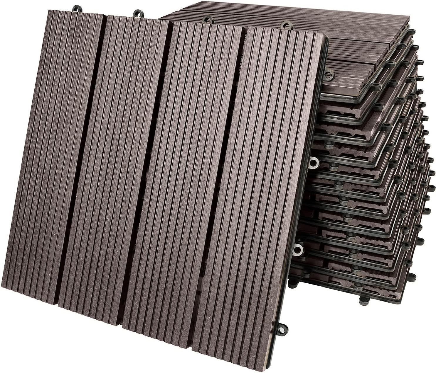 JL Comfurni Composite Decking Tiles, 12 Tiles Decking Boards WPC