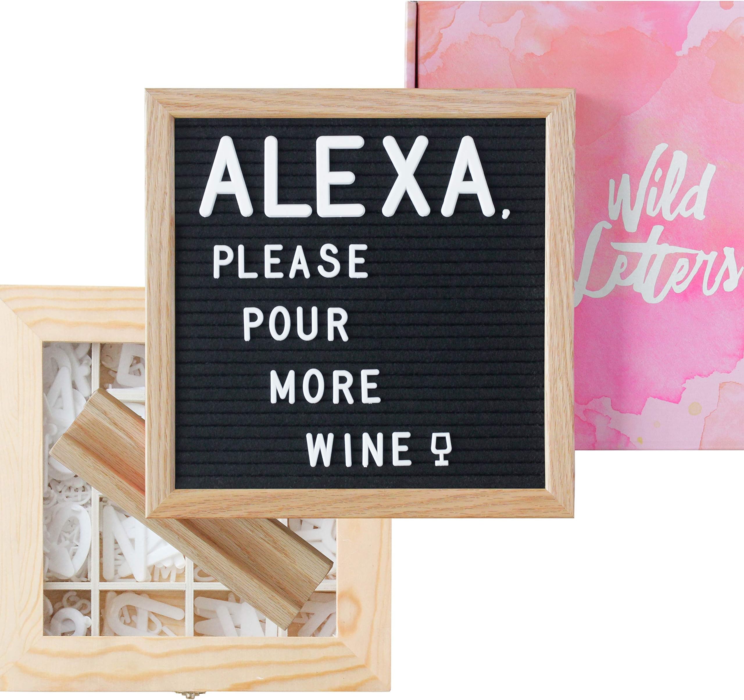 Letter Board with Letters 10x10 Felt Letterboard Accessories |+Organizer +Pre-Cut +Large Letters +Stand| Black, Letterboards, Changeable, Message Board, Box, Baby Announcement, First Day of School