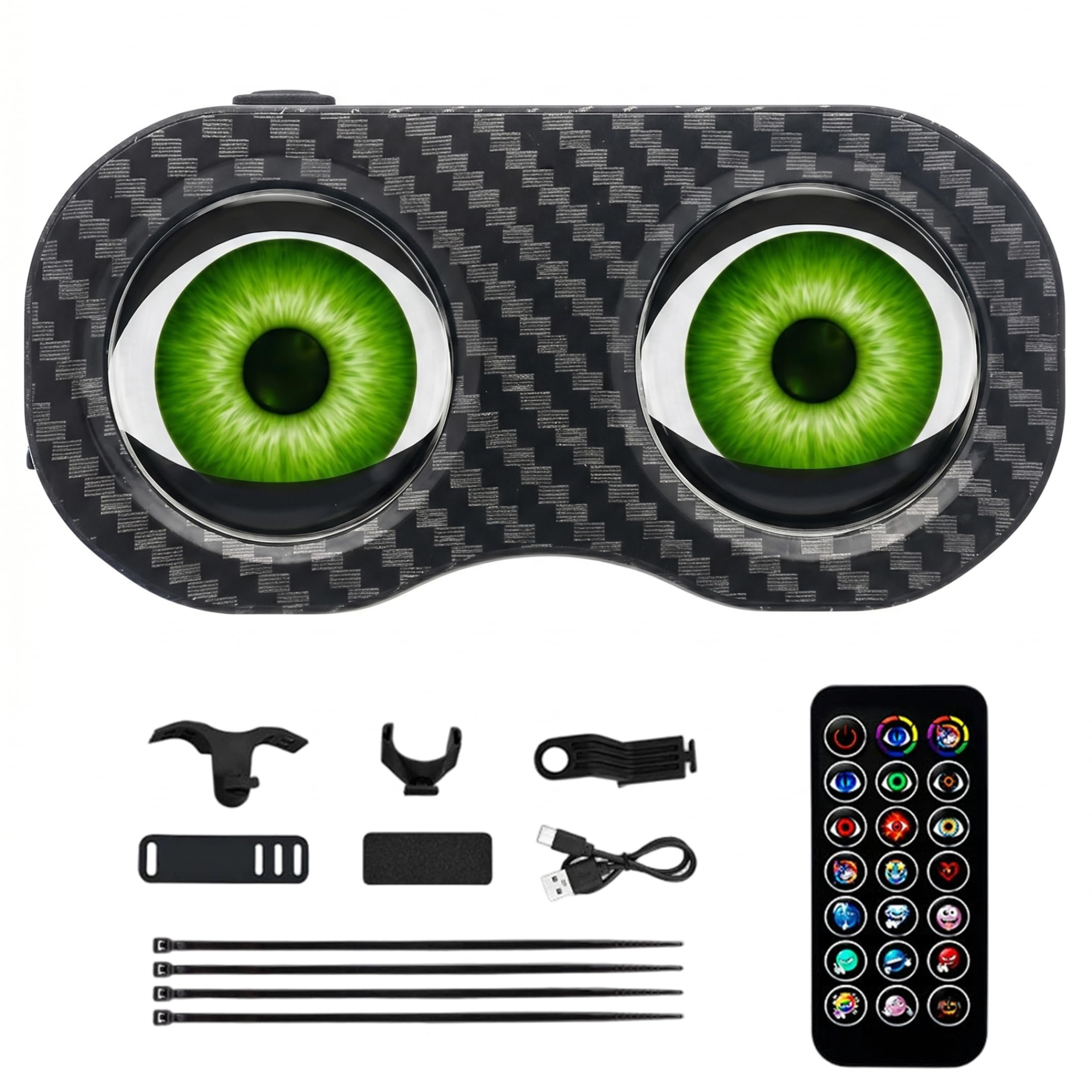 Luces traseras para Bicicleta, luz Trasera LED dinámica con Ojos de Demonio, 85 Modos con Control de aplicación, luz Trasera para Bicicletas Recargable por USB, Verde