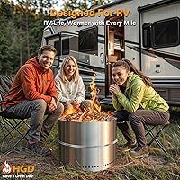 Vista 5 de HGD Fogata sin humo de 20 pulgadas para exteriores, fogata portátil sin humo para acampar con bolsa de viaje, estufa de leña de acero inoxidable