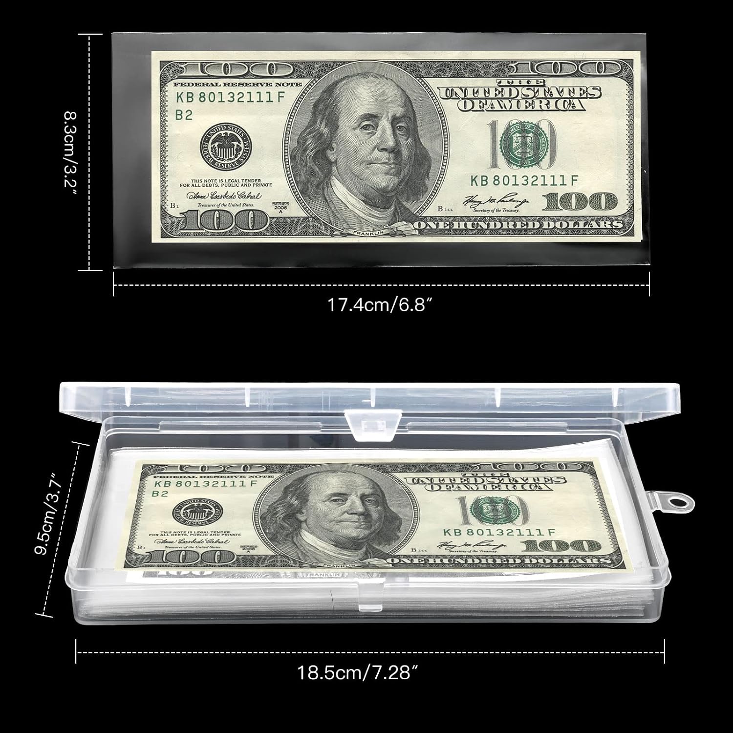 100 Fundas Protectoras De Plástico Para Billetes | Sobres Transparentes De Polipropileno De 16x7.5 Cm, Ideales Para Coleccionistas