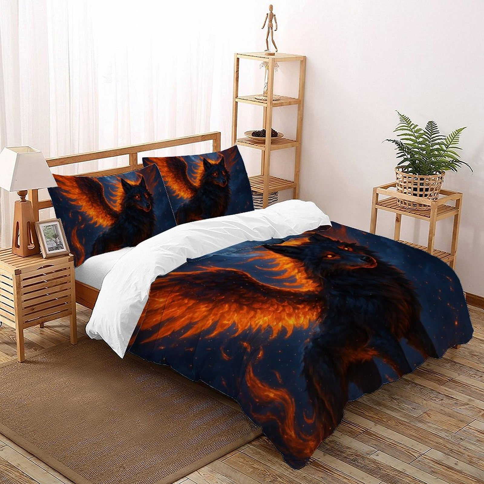 Housse de couette loup anti-plis en microfibre pour éliminer le repassage fastidieux