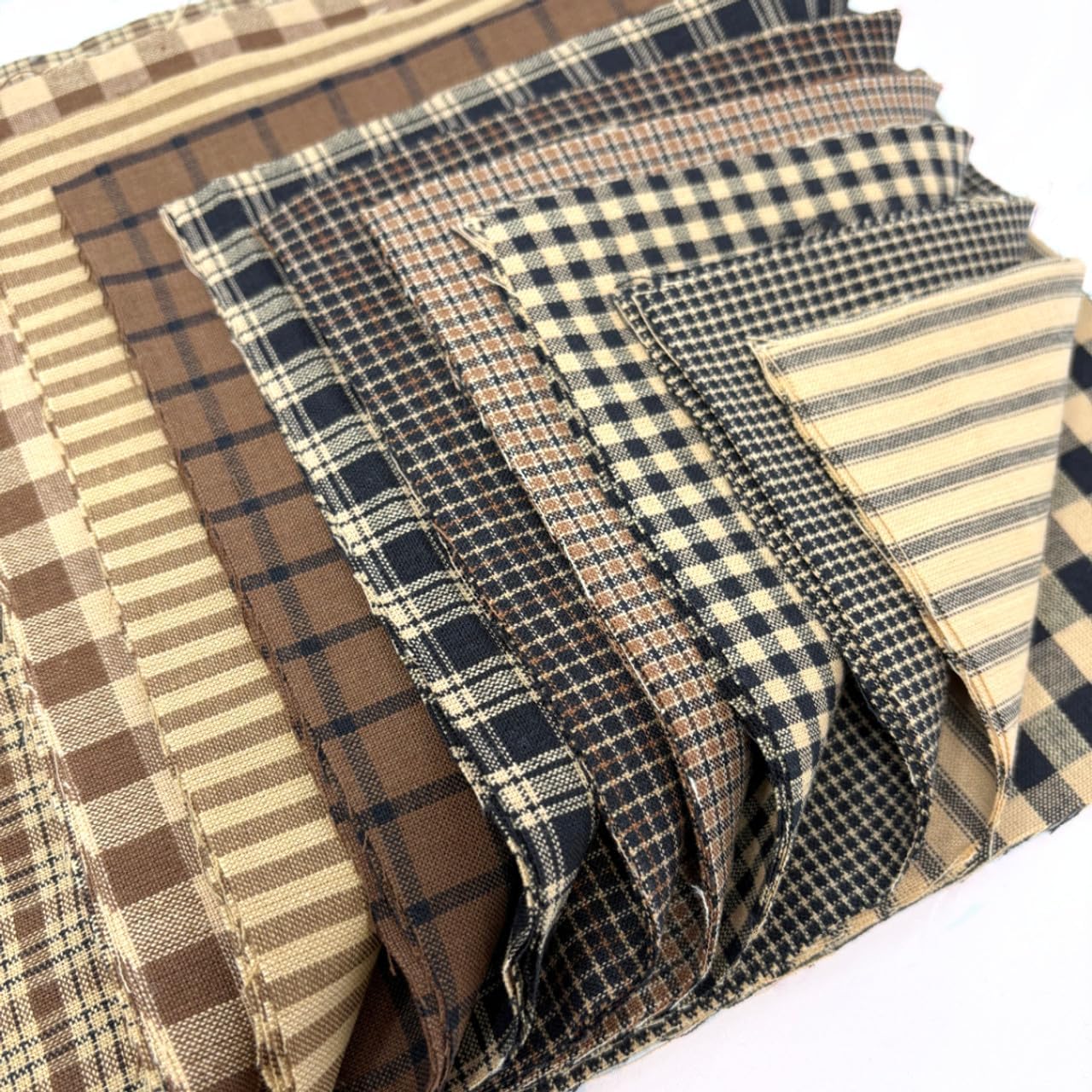 Brown & Black Homespun Cotton Fabric 44 pc Precut 10 inch Cake Layers by JCS