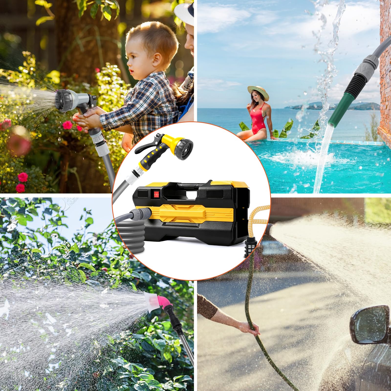 Pompe à eau, compatible avec Makita 18 V batterie | pompe auto-aspirante portable sans fil pour piscine de jardin, bassins, aquariums (outil uniquement, pas de batterie)