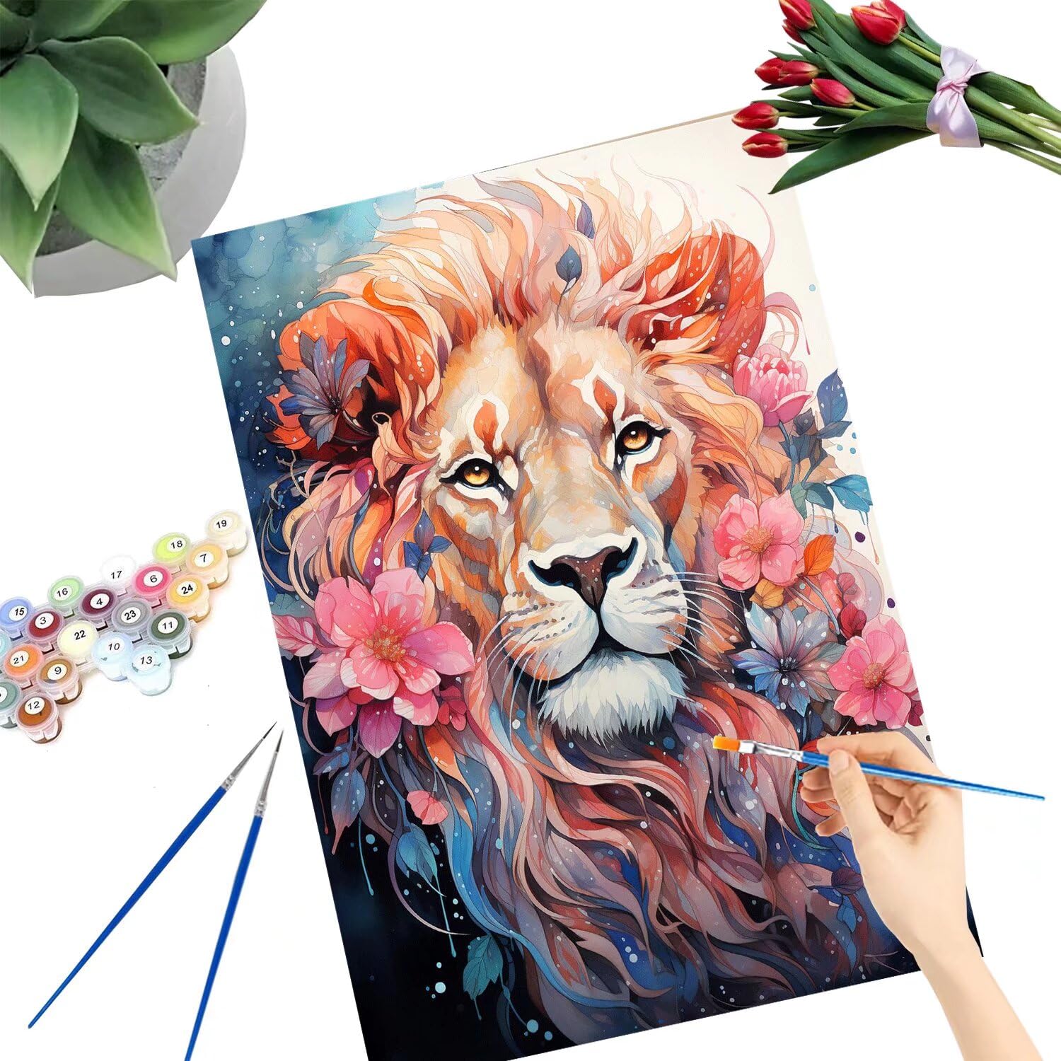 Pintar por Numeros Adultos pintar por numeros niños manualidades niños 10 años, DIY Pintar por Números de Pincel y Pintura acrílica Decoraciones para el Hogar Manualidades, sin Marco 60x80cm C-70