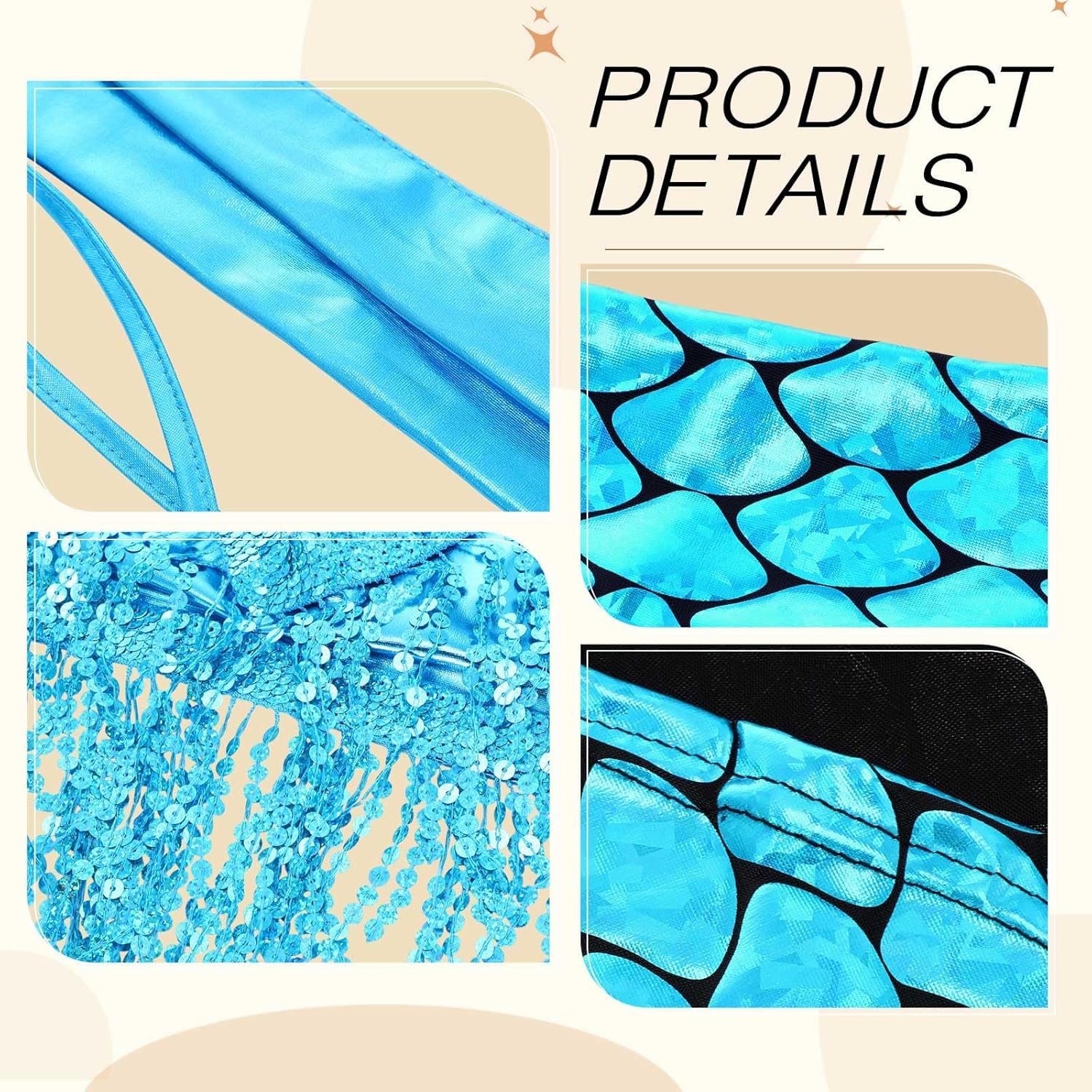 8 Pcs Mermaid Costume for Women Halloween Costumes Sparkly Sequins Top Mermaid Skirt Wig Princesses Dress for Adults - Image 4