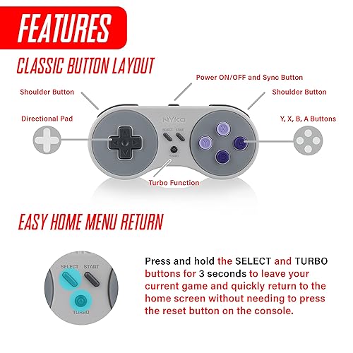 Miniatura 4 de Nyko Super Miniboss - Wireless Controller with Turbo and Built-In Rechargeable Battery for SNESNES Classic Edition