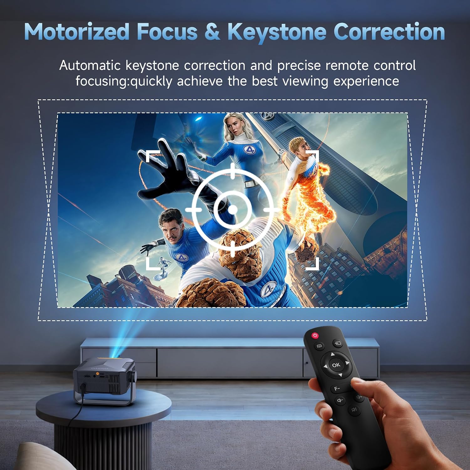Projector with WiFi and Bluetooth, Auto Keystone, Remote, Focus HDMI USB Compatible with iOS/Android Phone, Laptop, TV Stick, PS5, Home Theater (Black-Yellow) 6