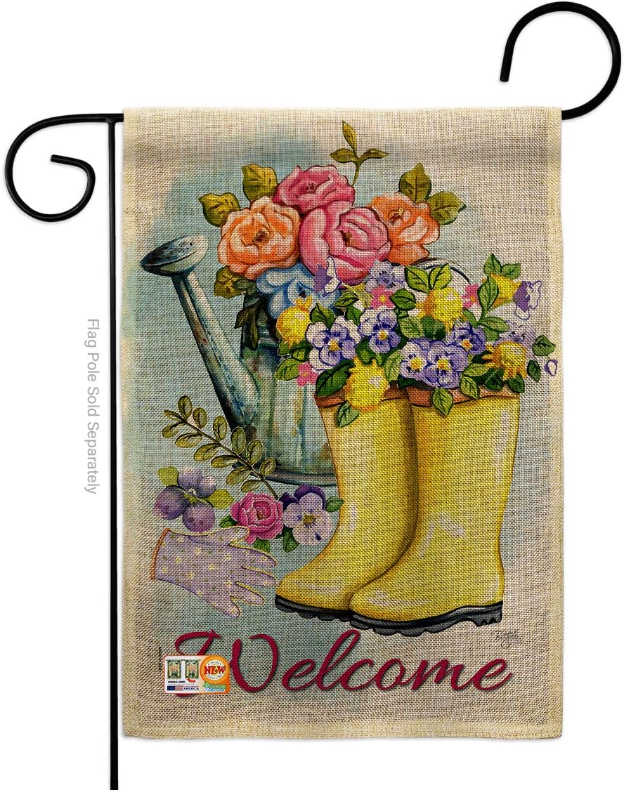 Spring Shower Burlap Burlap Garden Flag Floral Sunflower Tulip Rose Orchid Lilies Season Springtime Flower Wreath Small Decorative Gift Yard House Banner Double-Sided Made In USA 13 X 18.5
