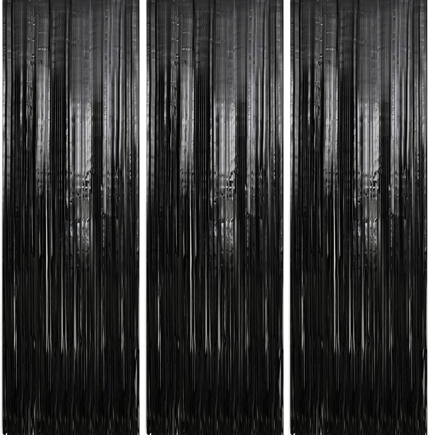 7 Pack 3.3 x 9.9 ft Black Fringe Backdrop Streamers Party Decorations