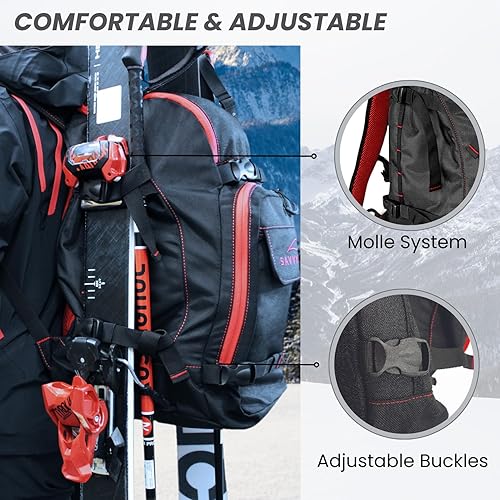 Miniatura 4 de Savvycraft Bolsa para botas de esquí, bolsa para botas de snowboard, mochila de esquí de 50 litros para botas de esquí y snowboard, cascos, guantes