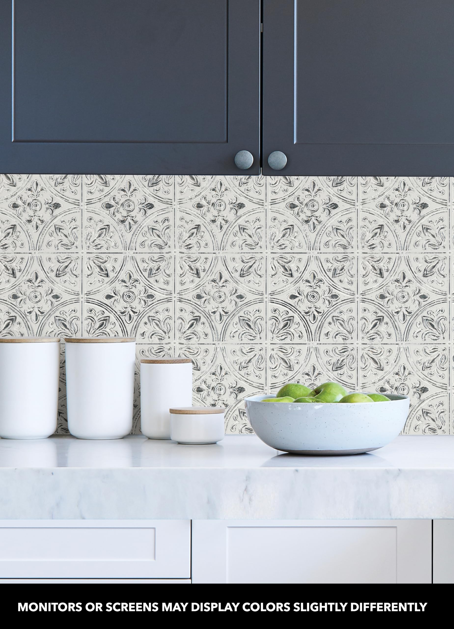 InHome NH3149 Chelsea Antique White Peel & Stick Tin Tiles