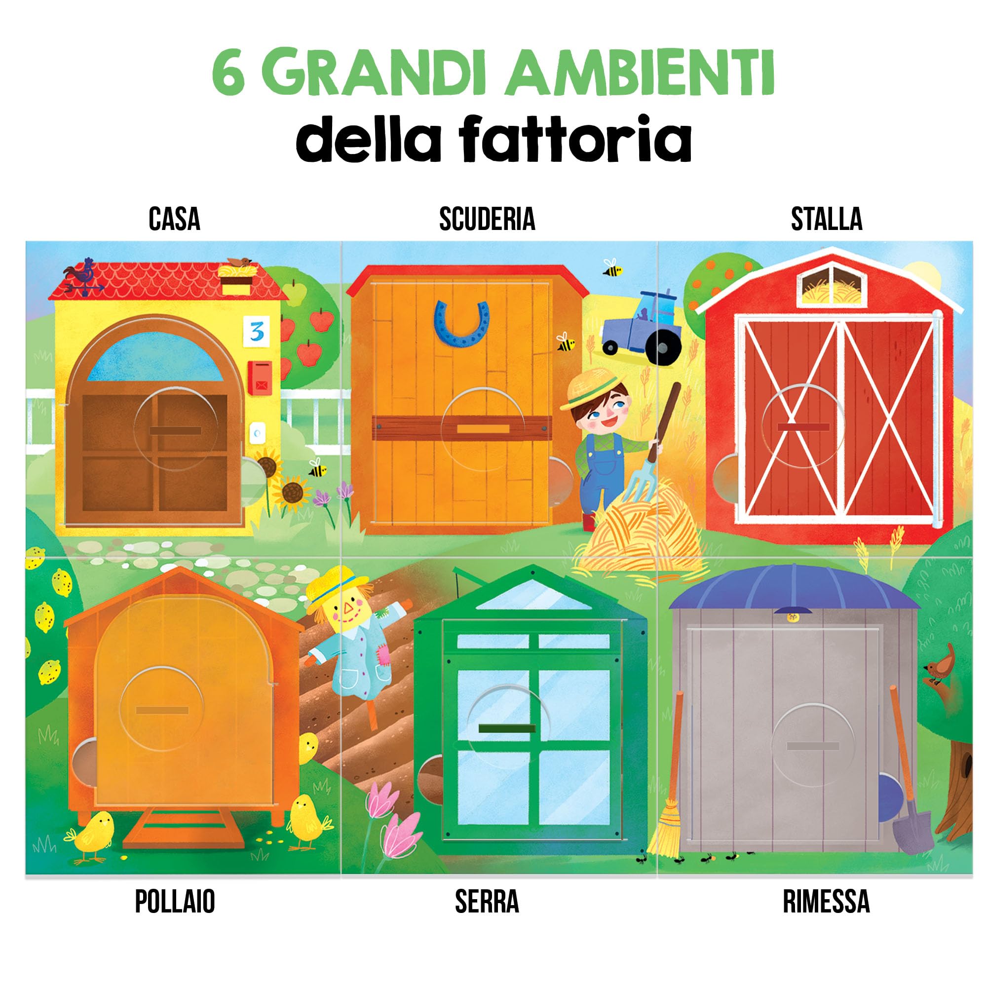 HEADU - Fattoria Apri e Chiudi Montessori - Manualità, Osservazione e Memoria | Giochi Educativi Bambini 2 3 4 Anni, Giochi Montessori, Regalo Bambina 2 anni, Regalo Bambino Natale, Made in Italy