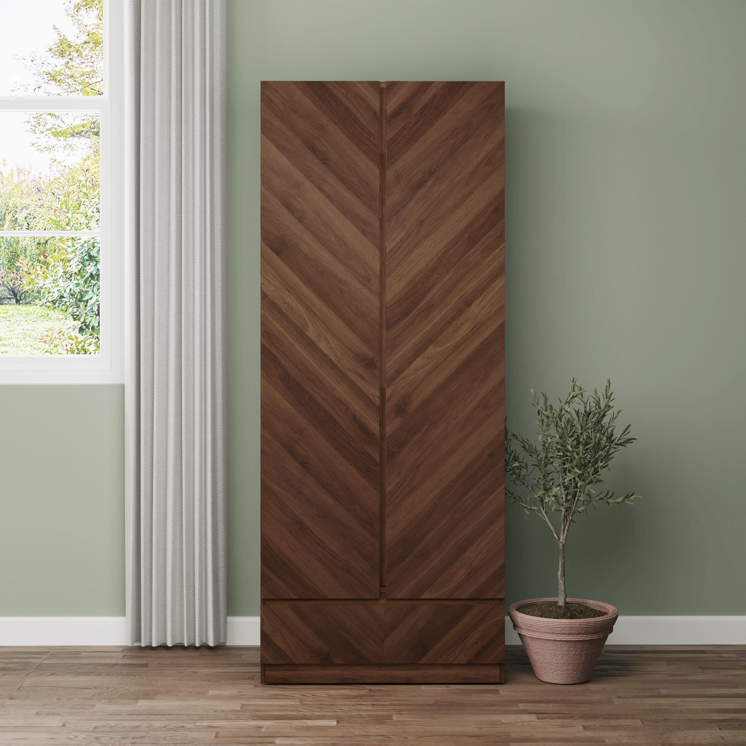 Gfw Catania 2 Door 1 Drawer Wardrobe Royal Walnut