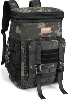 HSHRISH Cool Bag Backpack, Double Layer Insulated Large Tactical Cooler Backpack for Men Adults Waterproof Leakproof Durable picnic cool bag for Men Work Hiking Travel Camping Picnic, 30L Black camo