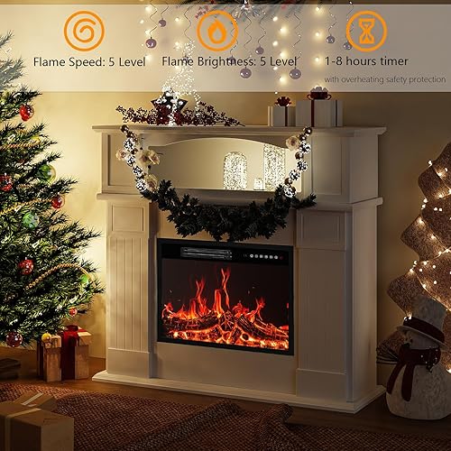 Miniatura 3 de BOSSIN Chimenea eléctrica de 43 pulgadas con chimenea, inserto de chimenea eléctrica de 23 pulgadas, soporte de TV independiente con calentador de