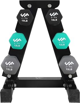JFIT Dumbbell Pairs or Sets Neoprene & Vinyl Coated Hand Weights for Home Gym, Strength Training, Aerobics, Cardio Exercise and Fitness