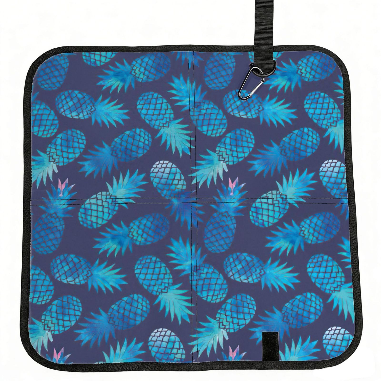 bghdfa Blue Pineapple Print Outdoor Sitting Mat Waterproof Oxford Cloth Seat Cushion Folding Foam Camping Seat For Picnic