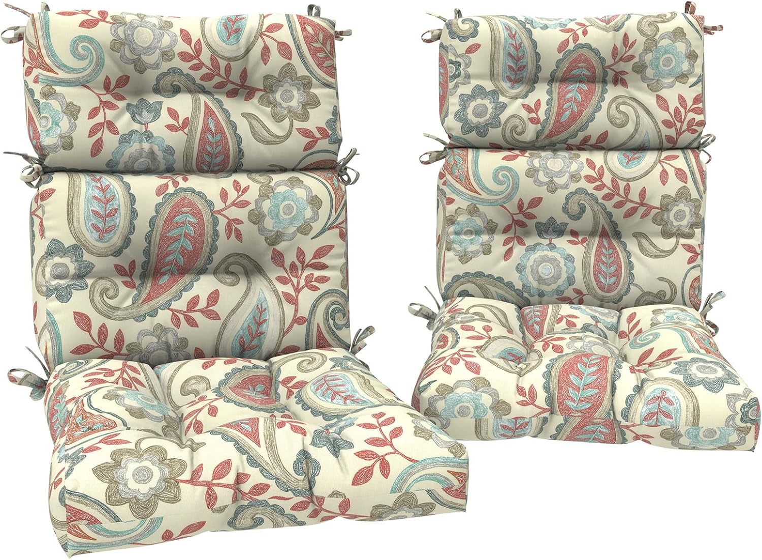 Outdoor High Back Chair Cushions Set of 2, Water Repellent Tufted Rocking Seat Cushions Replacement 44 x 22 Inch, Seat & Back Chair Pads for Patio, Balcony and Indoor Use -Paisley Vintage