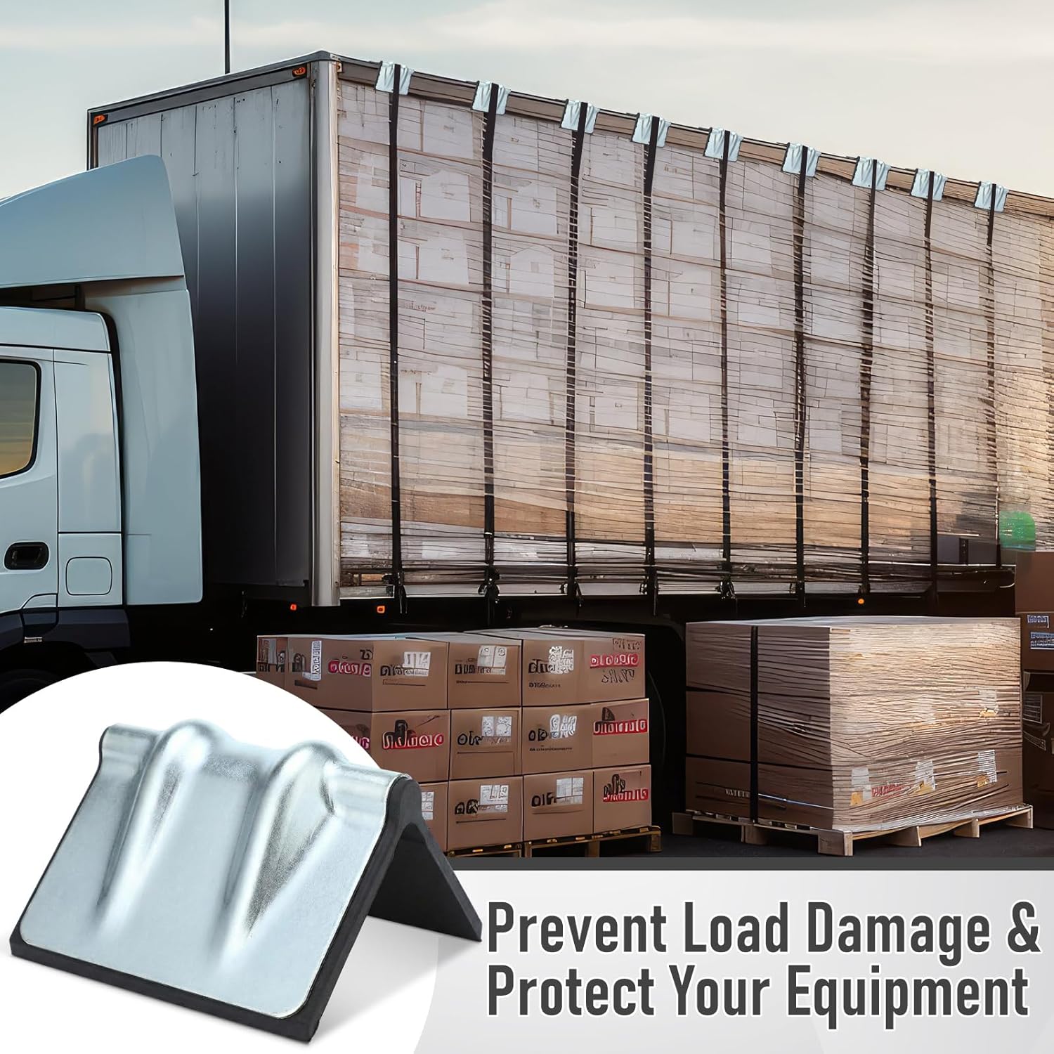 10 Pcs Metal Edge Protector Steel Corner Protector with Rubber Chain V Board Trailer Corner Protectors Reusable Edge Guards for Box Truck and Flatbed Loads(Silver)