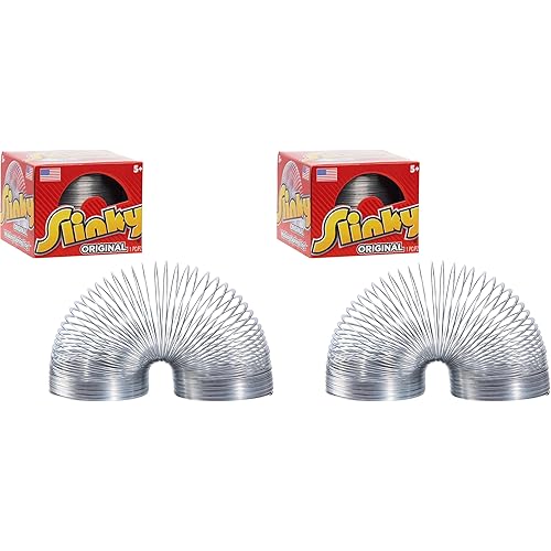 Just Play The Original Slinky Walking Spring Toy, 2.75-inch Diameter Metal Slinky, Fidget Toys (Pack of 2)